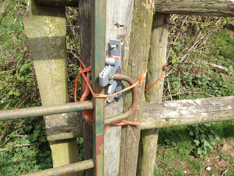 Photograph: Gate tied shut (close-up)