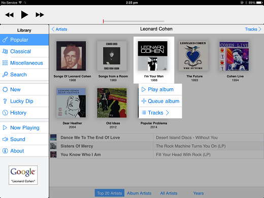 Thumbnail: After tapping on an album