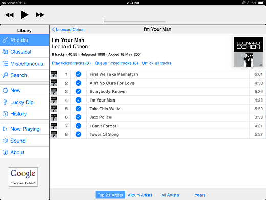Thumbnail: An album track listing