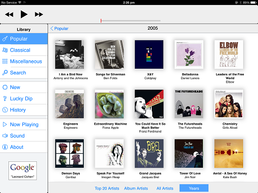 Thumbnail: After tapping on a year