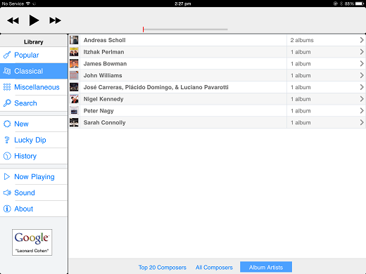 Thumbnail: Classical: Album Artists (albums featuring the performer)